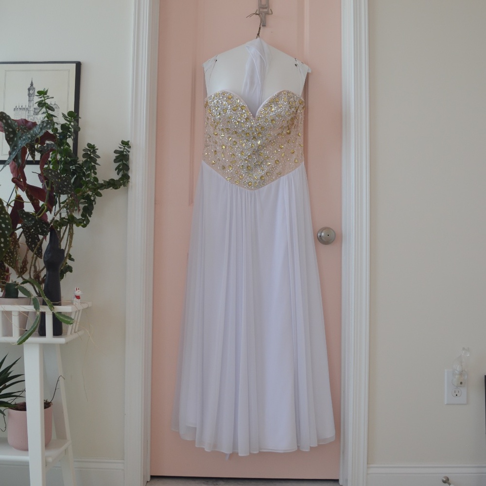 EUC! White and cream beaded strapless dress